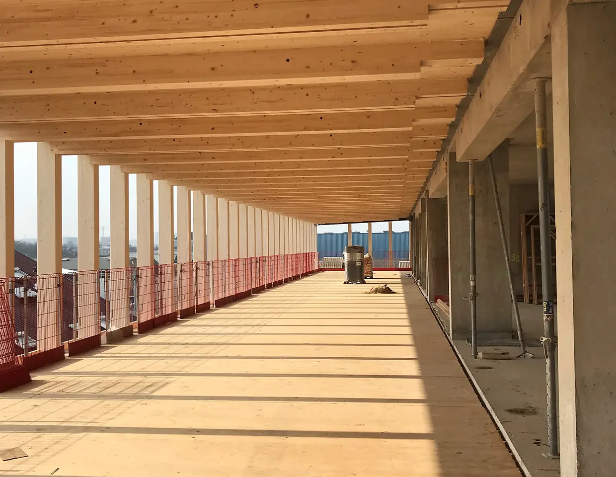 The Pulse, located in Saint-Denis, France, is a hybrid wooden building combining the benefits of both concrete and wood.