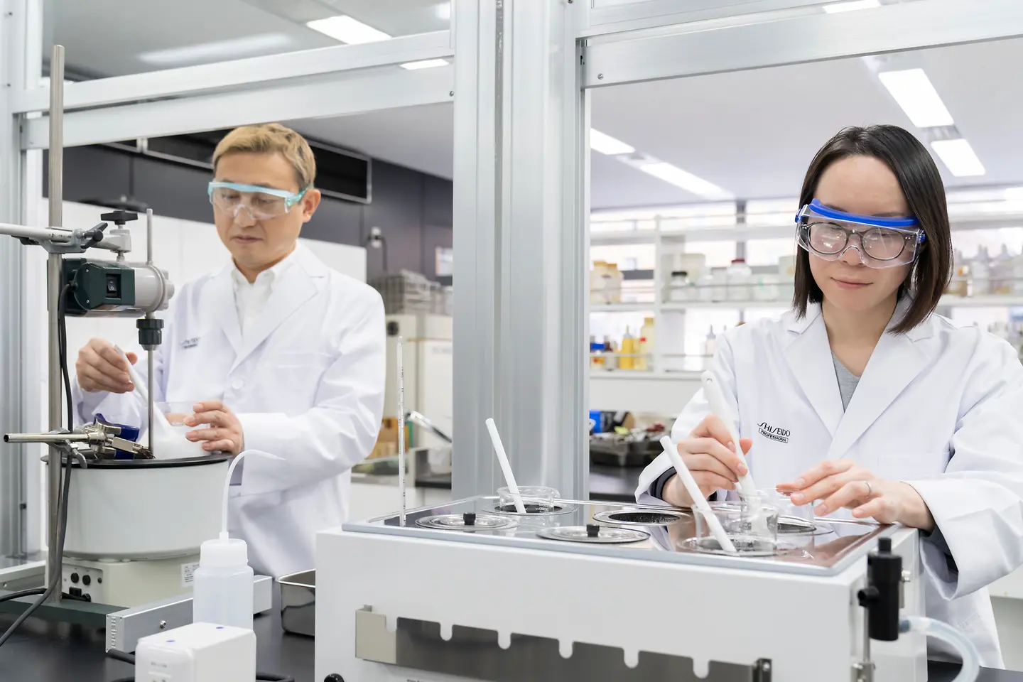 Two researchers in a lab.